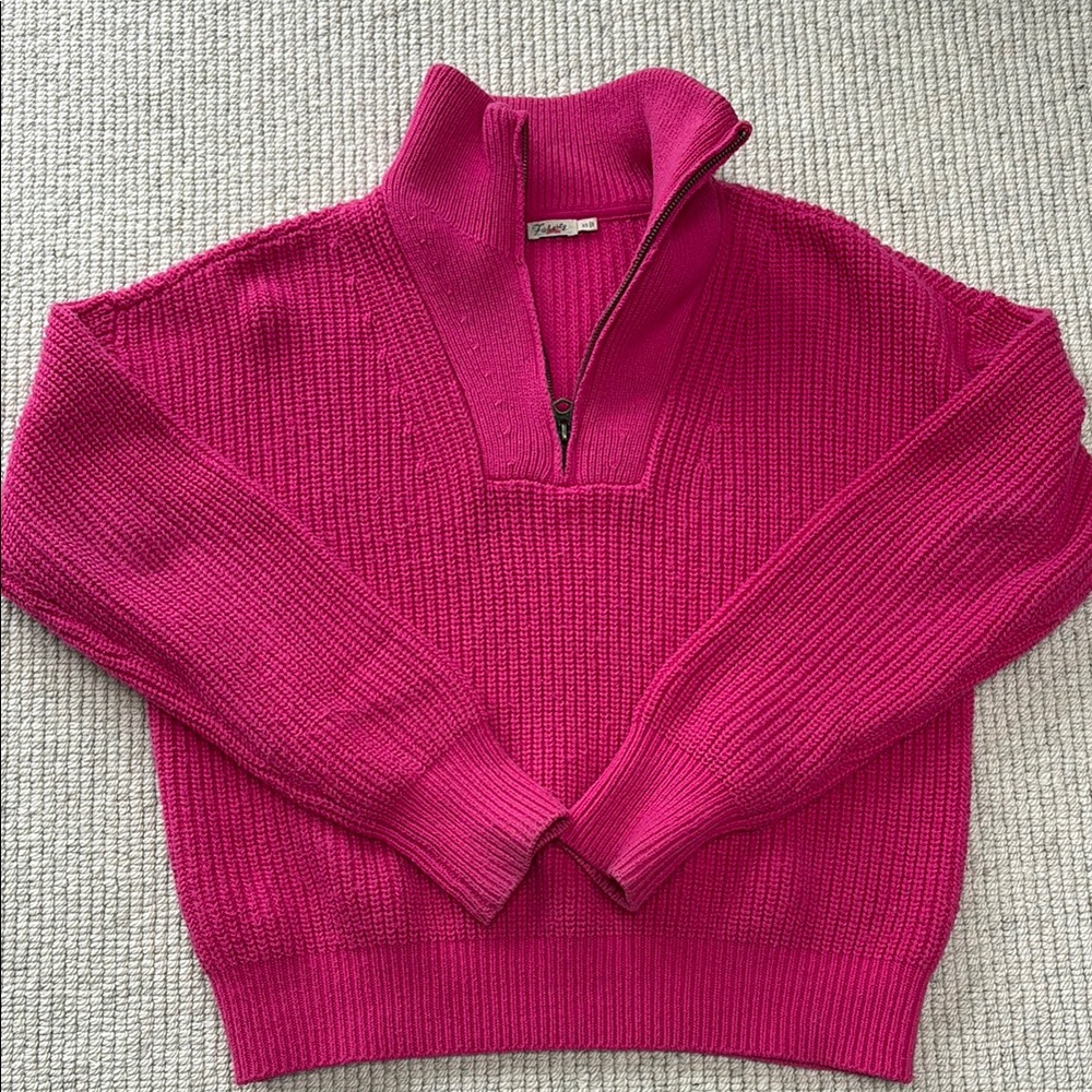 Women's Half-Zip Sweater - Hot Pink